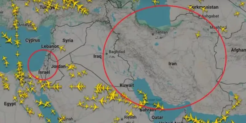 Colapso del espacio aéreo en Medio Oriente por ataques a Irán